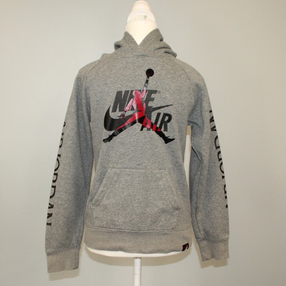 Boys Youth Large Nike Air Jordan Jumpman Mashup Pullover Hoodie Grey